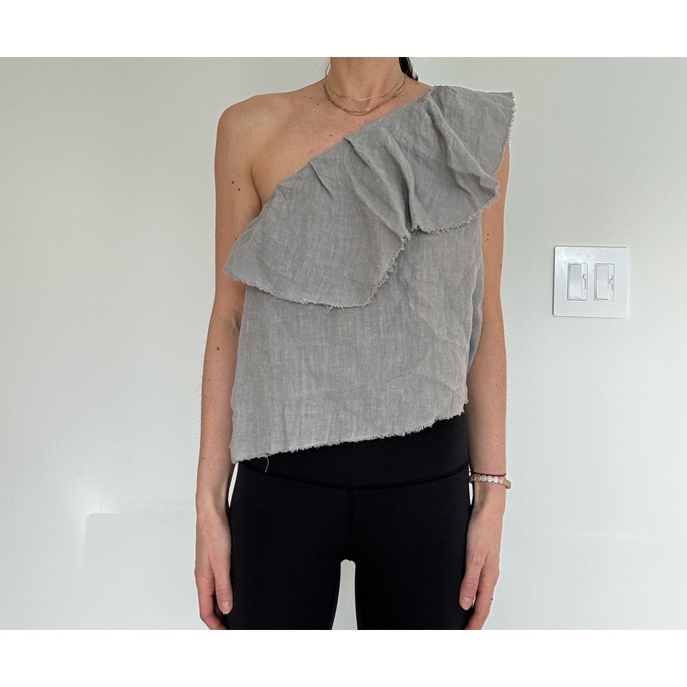 Zara Gray Linen Top